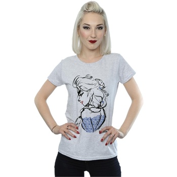 Abbigliamento Donna T-shirts a maniche lunghe Disney Frozen Elsa Sketch Mono Grigio