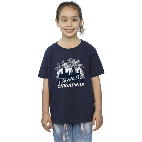 Abbigliamento Bambina T-shirts a maniche lunghe Harry Potter Hogwarts Christmas Blu