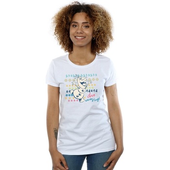 Abbigliamento Donna T-shirts a maniche lunghe Disney Frozen I Love Warm Hugs Bianco