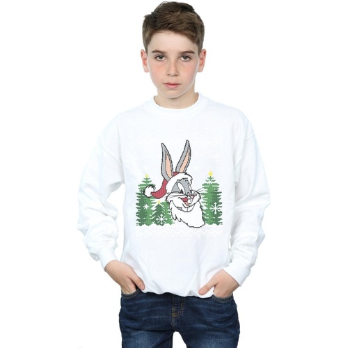 Abbigliamento Bambino Felpe Dessins Animés Bugs Bunny Christmas Fair Isle Bianco