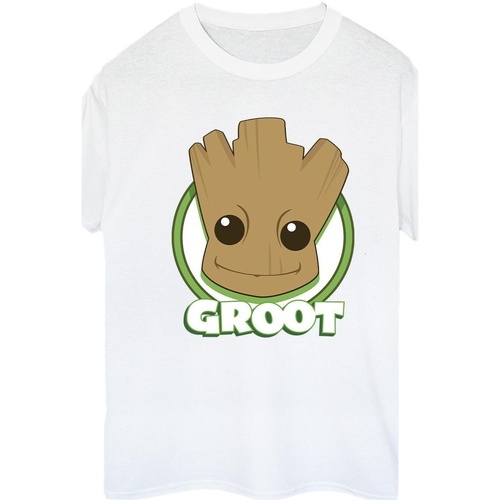 Abbigliamento Donna T-shirts a maniche lunghe Guardians Of The Galaxy Groot Badge Bianco