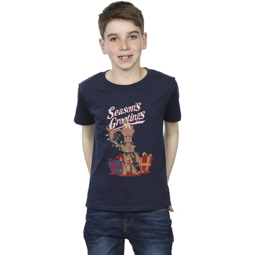 Abbigliamento Bambino T-shirt maniche corte Marvel Comics Groot Season's Grootings Blu