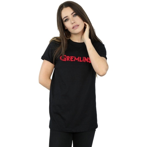 Abbigliamento Donna T-shirts a maniche lunghe Gremlins Text Logo Nero