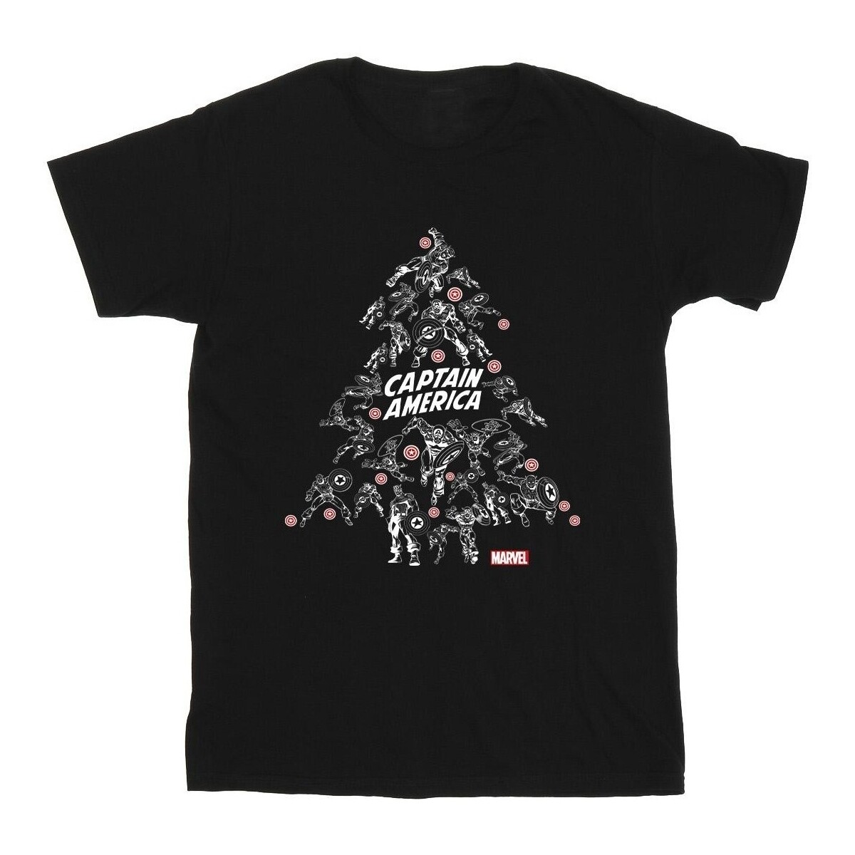 Abbigliamento Bambino T-shirt maniche corte Marvel Captain America Christmas Tree Nero
