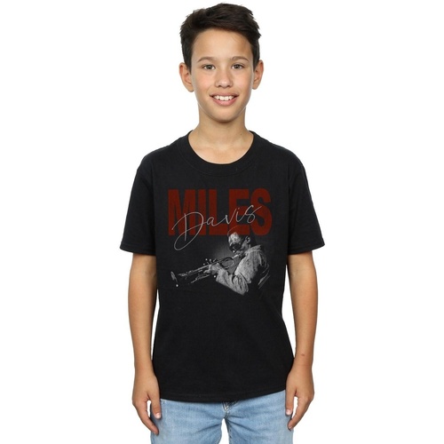 Abbigliamento Bambino T-shirt maniche corte Miles Davis Distressed Photo Nero