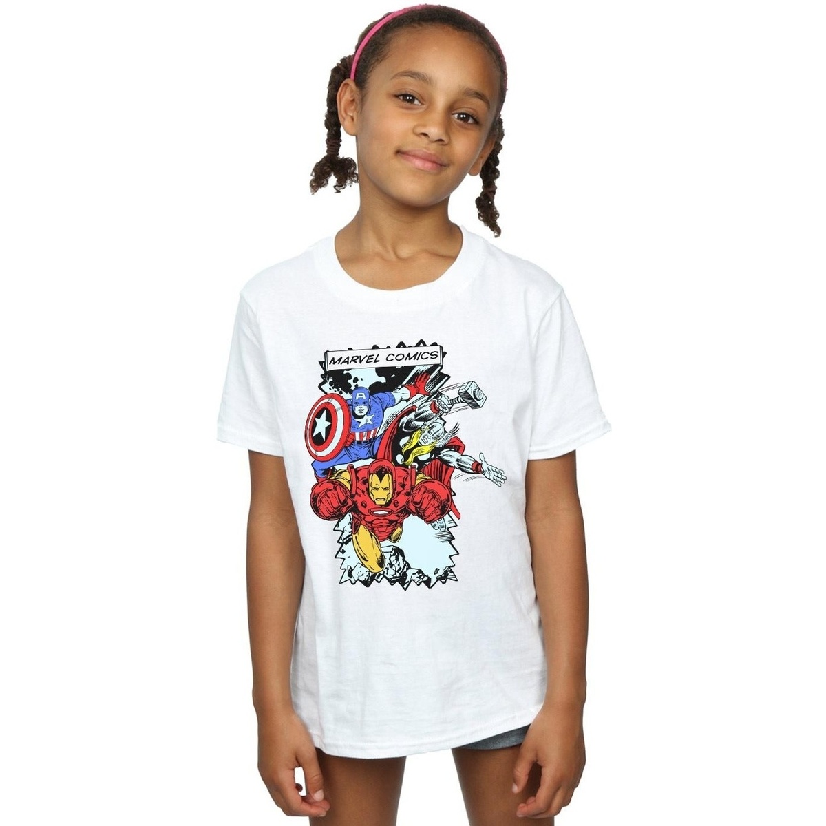 Abbigliamento Bambina T-shirts a maniche lunghe Marvel Comic Characters Bianco