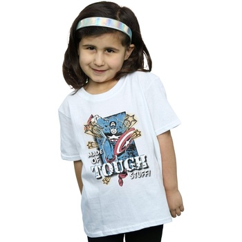 Abbigliamento Bambina T-shirts a maniche lunghe Marvel Captain America Made Of Tough Stuff Bianco