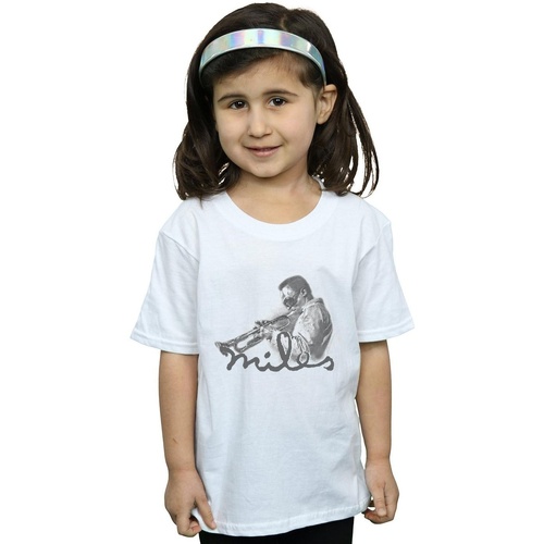 Abbigliamento Bambina T-shirts a maniche lunghe Miles Davis Profile Sketch Bianco