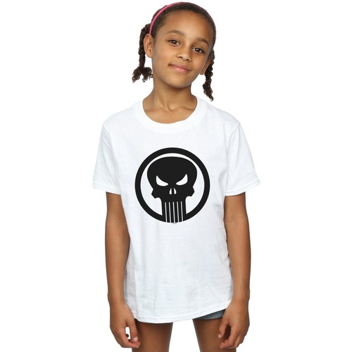 Abbigliamento Bambina T-shirts a maniche lunghe Marvel The Punisher Skull Circle Bianco