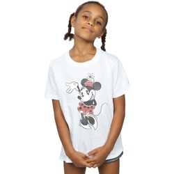 Abbigliamento Bambina T-shirts a maniche lunghe Disney Minnie Mouse Waving Bianco