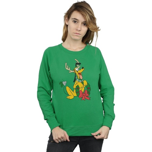 Abbigliamento Donna Felpe Disney Pluto Christmas Reindeer Verde