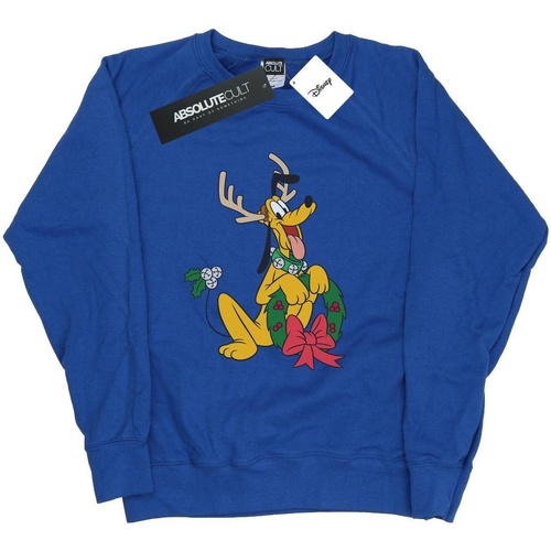 Abbigliamento Donna Felpe Disney Pluto Christmas Reindeer Blu