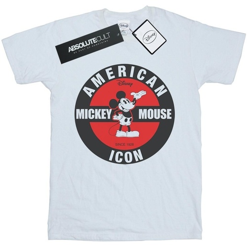 Abbigliamento Bambina T-shirts a maniche lunghe Disney Mickey Mouse American Icon Bianco