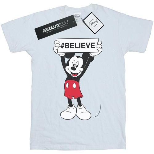 Abbigliamento Bambina T-shirts a maniche lunghe Disney Mickey MouseBelieve Bianco