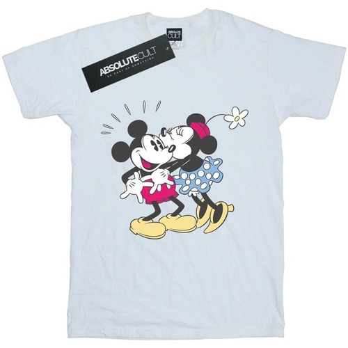 Abbigliamento Bambina T-shirts a maniche lunghe Disney Mickey And Minnie Mouse Kiss Bianco