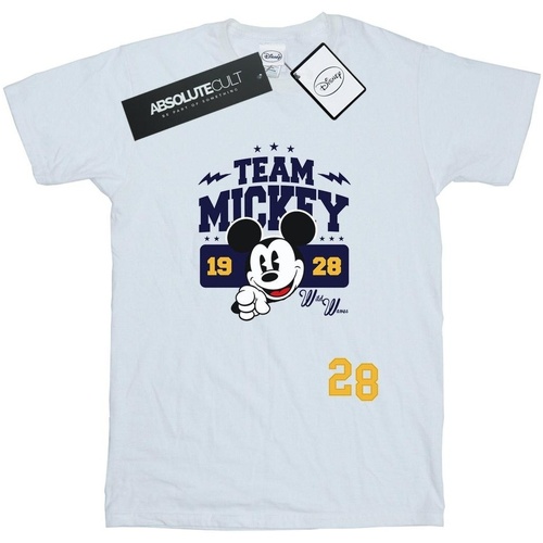 Abbigliamento Bambina T-shirts a maniche lunghe Disney Mickey Mouse Team Mickey Bianco