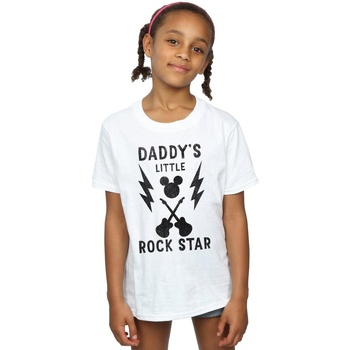 Abbigliamento Bambina T-shirts a maniche lunghe Disney Mickey Mouse Daddy's Rock Star Bianco