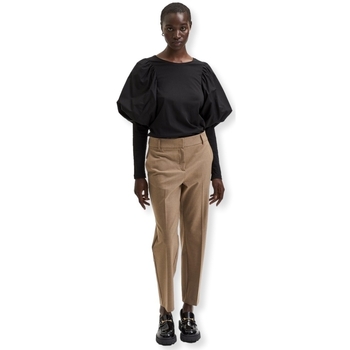 Selected W Noos Ria Trousers - Camel Marrone