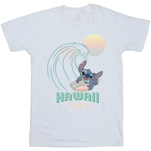 Abbigliamento Bambina T-shirts a maniche lunghe Disney Lilo And Stitch Hawaii Bianco