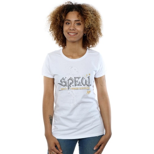 Abbigliamento Donna T-shirts a maniche lunghe Harry Potter Dobby Elfish Welfare Bianco