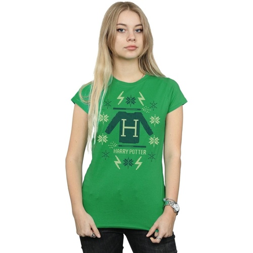 Abbigliamento Donna T-shirts a maniche lunghe Harry Potter Christmas Knit Verde