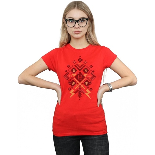 Abbigliamento Donna T-shirts a maniche lunghe Harry Potter Christmas Fair Isle Rosso