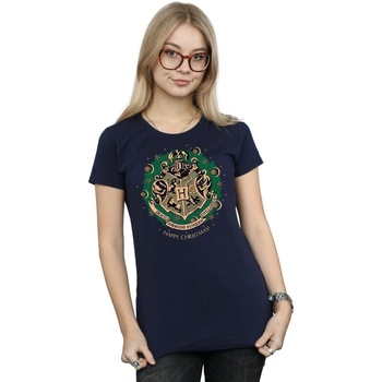 Abbigliamento Donna T-shirts a maniche lunghe Harry Potter Christmas Wreath Blu