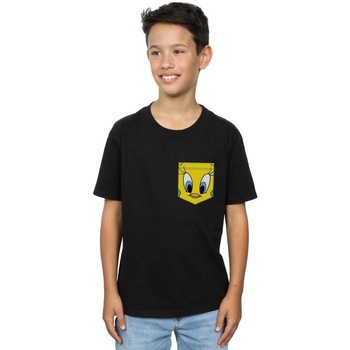 Abbigliamento Bambino T-shirt maniche corte Dessins Animés Tweety Pie Face Faux Pocket Nero