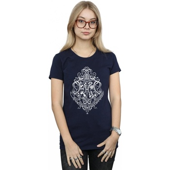 Abbigliamento Donna T-shirts a maniche lunghe Harry Potter Hogwarts Draco Dormiens Crest Blu