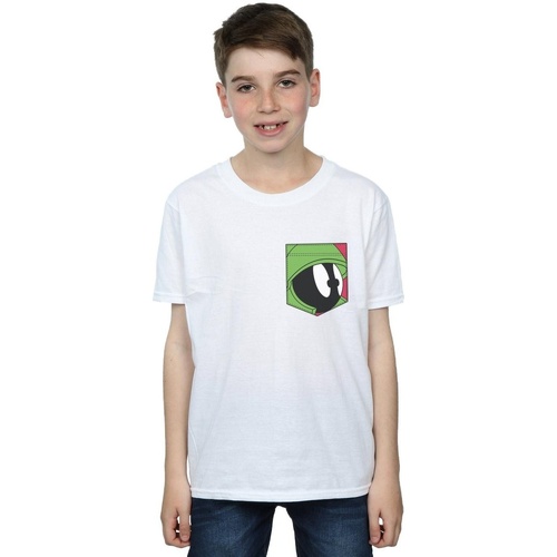 Abbigliamento Bambino T-shirt maniche corte Dessins Animés Marvin The Martian Face Faux Pocket Bianco