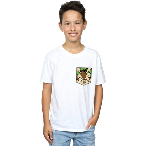 Abbigliamento Bambino T-shirt & Polo Dessins Animés Wile E Coyote Face Faux Pocket Bianco