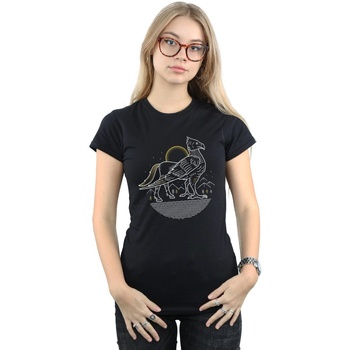 Abbigliamento Donna T-shirts a maniche lunghe Harry Potter Buckbeak Line Art Nero