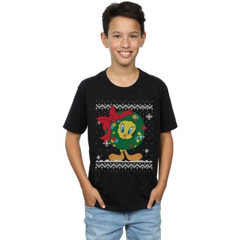 Abbigliamento Bambino T-shirt maniche corte Dessins Animés Tweety Pie Christmas Fair Isle Nero