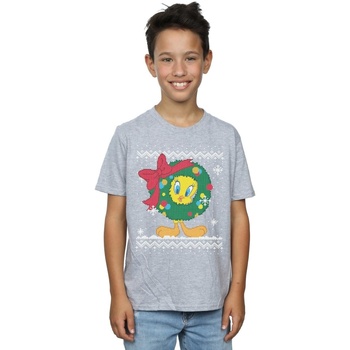 Abbigliamento Bambino T-shirt maniche corte Dessins Animés Tweety Pie Christmas Fair Isle Grigio