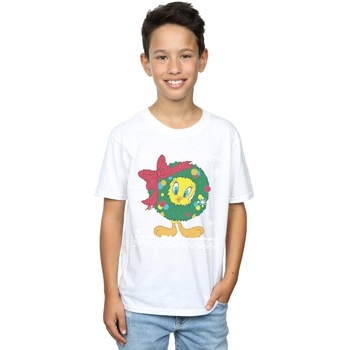 Abbigliamento Bambino T-shirt maniche corte Dessins Animés Tweety Pie Christmas Fair Isle Bianco