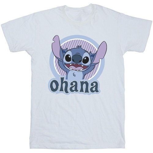 Abbigliamento Bambina T-shirts a maniche lunghe Disney Lilo And Stitch Ohana Circle Bianco