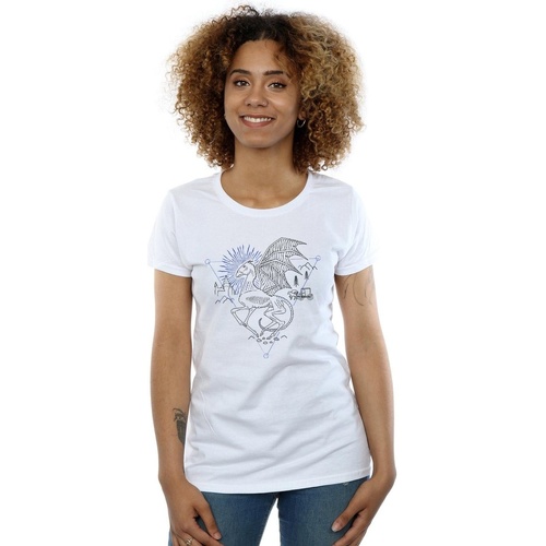 Abbigliamento Donna T-shirts a maniche lunghe Harry Potter Thestral Line Art Bianco