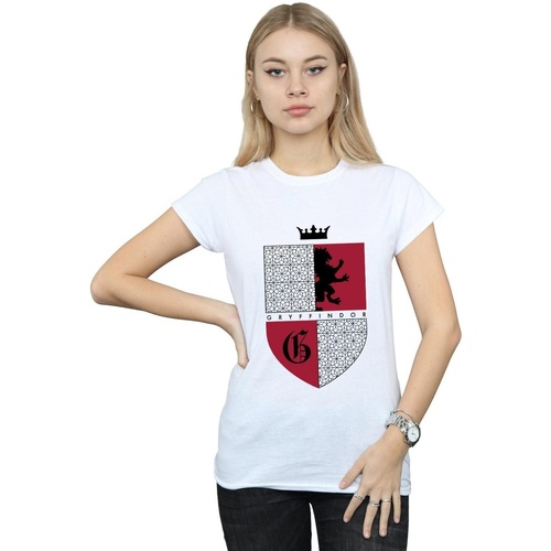 Abbigliamento Donna T-shirts a maniche lunghe Harry Potter Gryffindor Shield Bianco