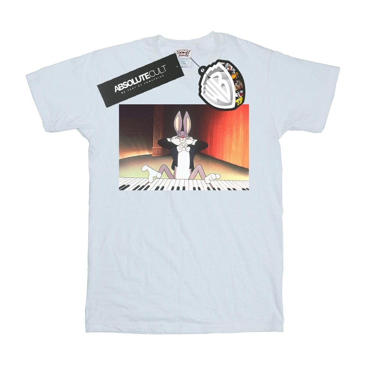 Abbigliamento Bambino T-shirt maniche corte Dessins Animés Bugs Bunny Playing Piano Bianco
