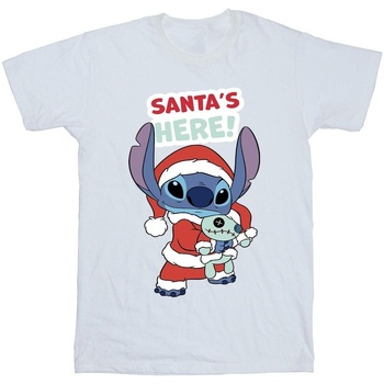 Abbigliamento Bambina T-shirts a maniche lunghe Disney Lilo & Stitch Santa's Here Bianco