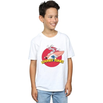 Abbigliamento Bambino T-shirt maniche corte Dessins Animés Bugs Bunny Surfing Bianco