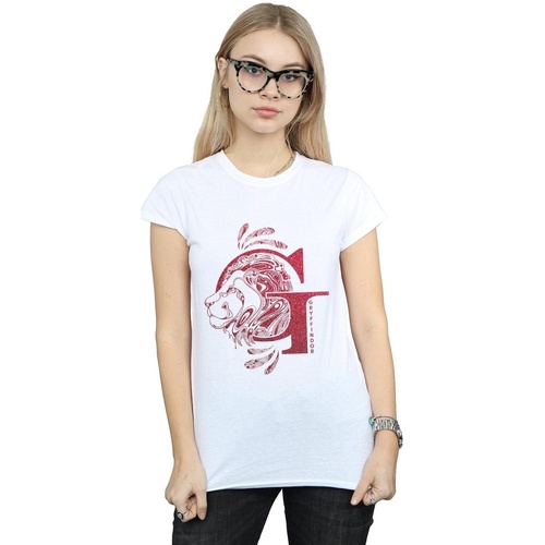 Abbigliamento Donna T-shirts a maniche lunghe Harry Potter Gryffindor Glitter Bianco