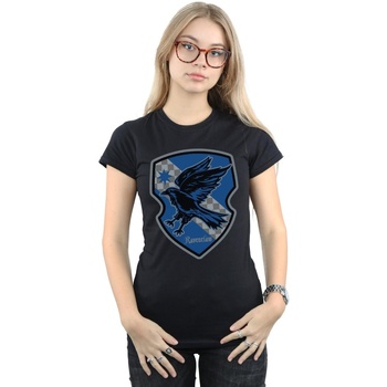Abbigliamento Donna T-shirts a maniche lunghe Harry Potter Ravenclaw Crest Flat Nero