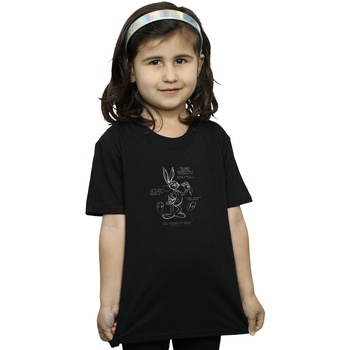Abbigliamento Bambina T-shirts a maniche lunghe Dessins Animés Bugs Bunny Drawing Instruction Nero