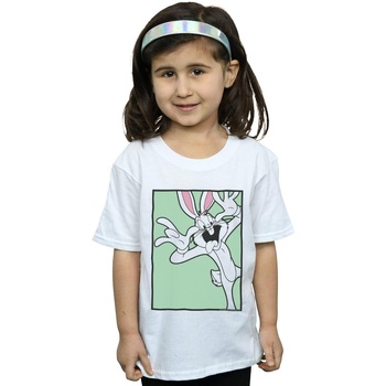 Abbigliamento Bambina T-shirts a maniche lunghe Dessins Animés Bugs Bunny Funny Face Bianco
