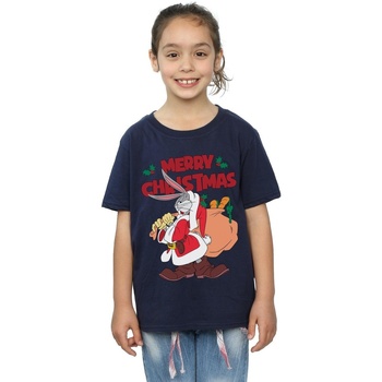Abbigliamento Bambina T-shirts a maniche lunghe Dessins Animés Santa Bugs Bunny Blu