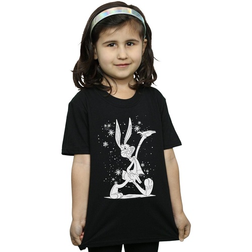 Abbigliamento Bambina T-shirts a maniche lunghe Dessins Animés Bugs Bunny Let It Snow Nero