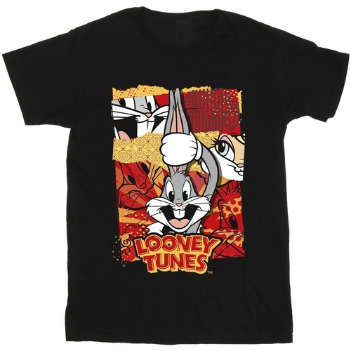 Abbigliamento Bambina T-shirts a maniche lunghe Dessins Animés Bugs Rabbit Comic New Year Nero