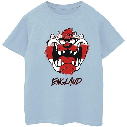 Abbigliamento Bambina T-shirts a maniche lunghe Dessins Animés Taz England Face Blu
