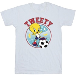 Abbigliamento Bambina T-shirts a maniche lunghe Dessins Animés Tweety Football Circle Bianco